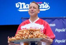 Joey chestnut triumphs nathans famous fourth july hot dog contest