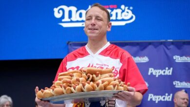 Joey chestnut triumphs nathans famous fourth july hot dog contest