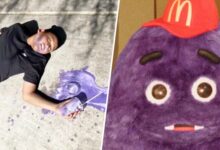 Mcdonalds grimace shake takes tiktok by storm inspiring bizarre faux death trend