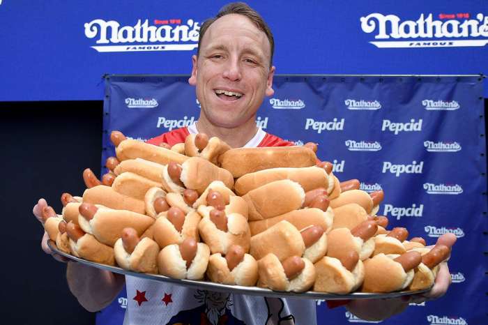 Joey chestnut triumphs nathans famous fourth july hot dog contest